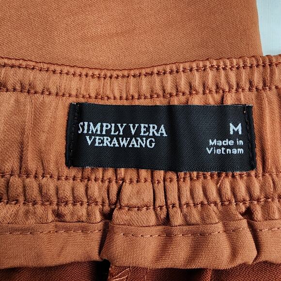 Simply Vera Wang Women Wide Leg Palazzo Cropped Culotte Pants Pleated Silky Med - Picture 7 of 11